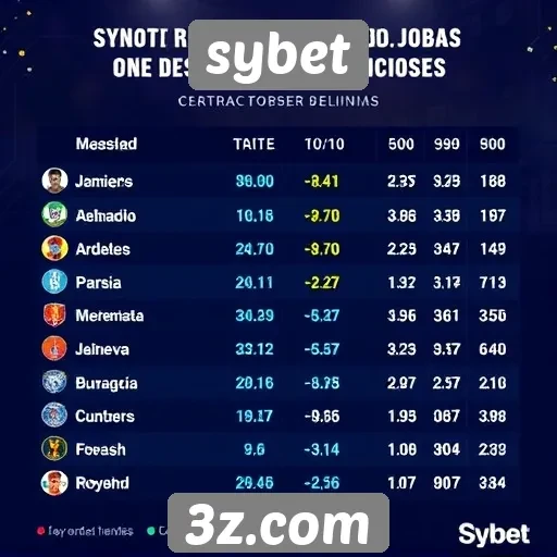 Estatísticas do desempenho de jogos na Sybet